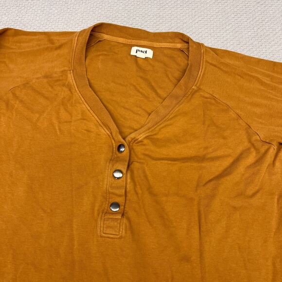 Pact Women's Henley Sweatshirt in Mustard Brown - Picture 3 of 7